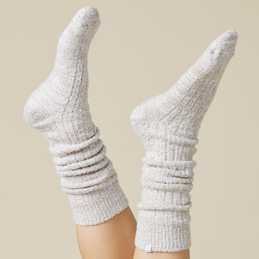 Slouchy Marshmallow Socks in Heather Coco