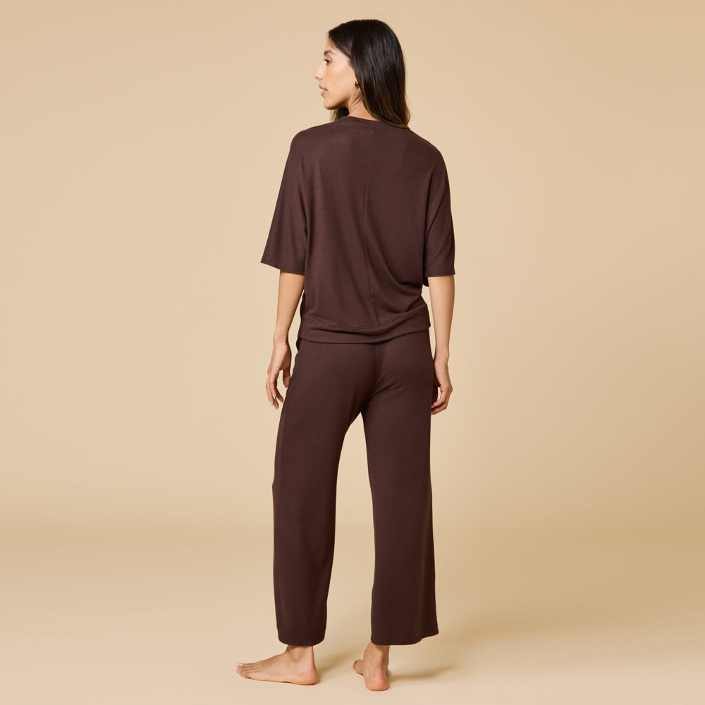 Dream Relaxed V-neck with Capri Lounge Set Espresso