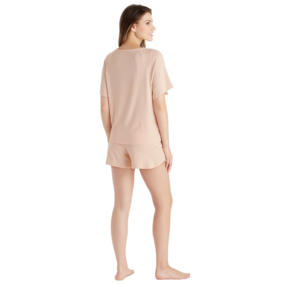 Dream Slouchy Tee Top with Shorts Lounge Set Apricot