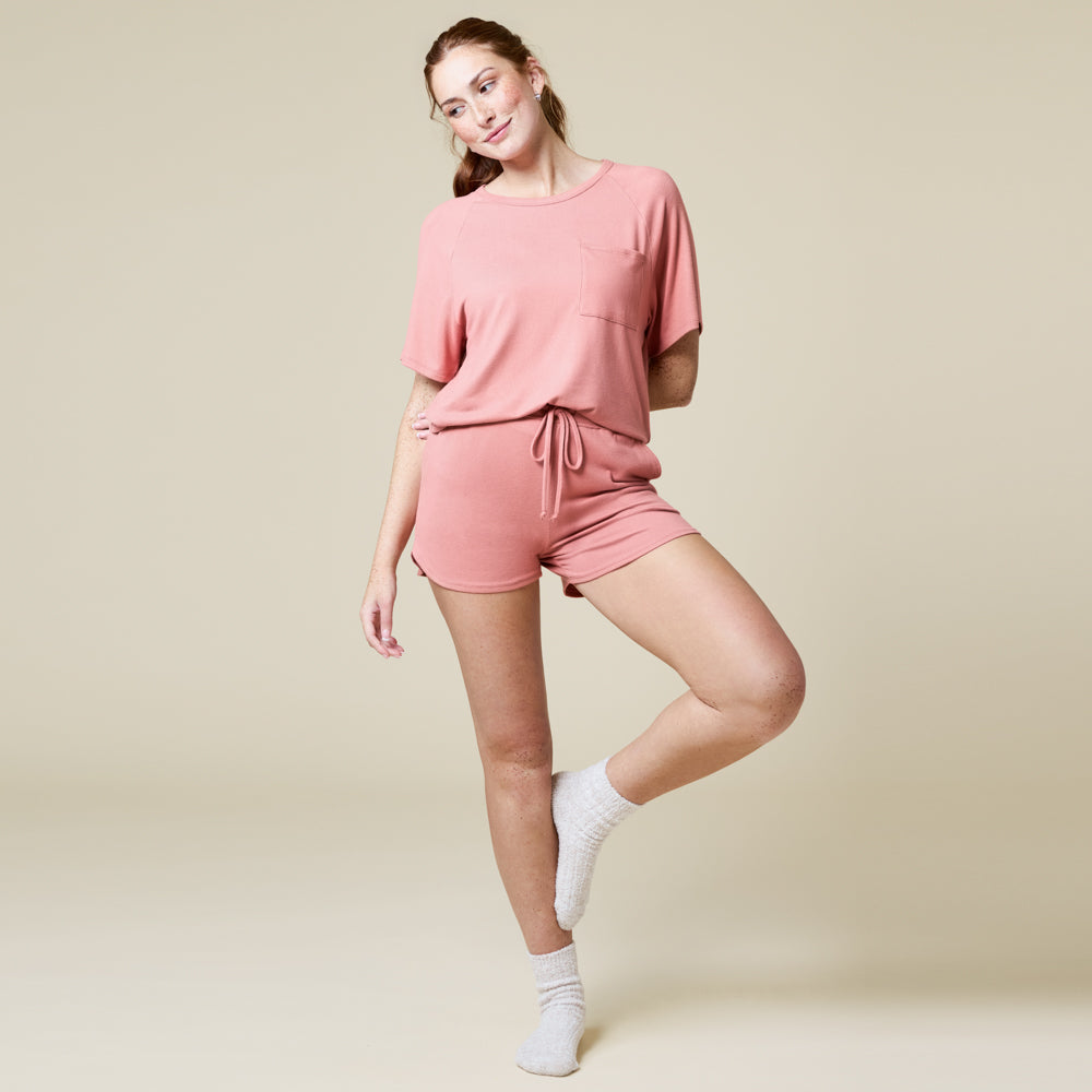 Dream Slouchy Tee Top with Shorts Lounge Set Copper Rose