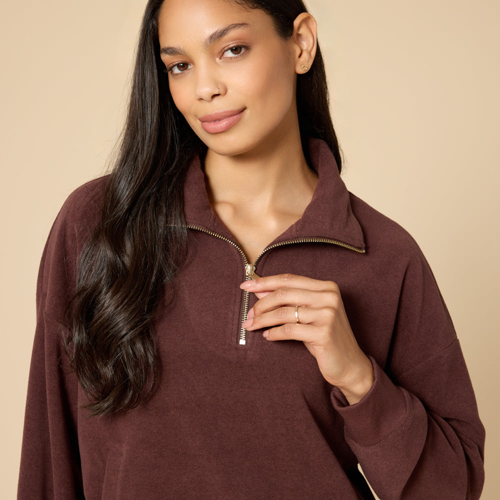 Vintage Velvet 1/4 Zip with Jogger Espresso