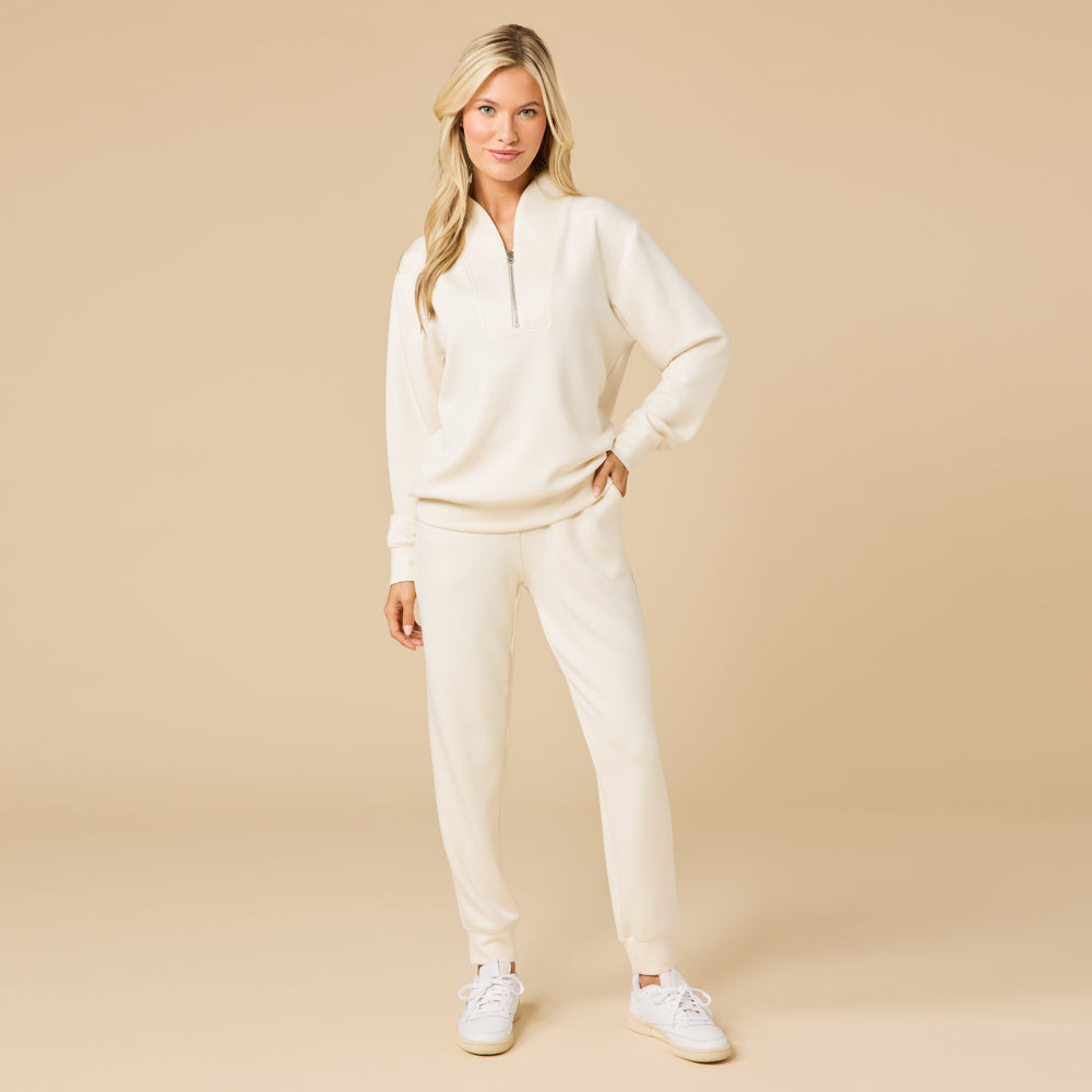 DreamTech 1/4 Zip Jogger Set Almond