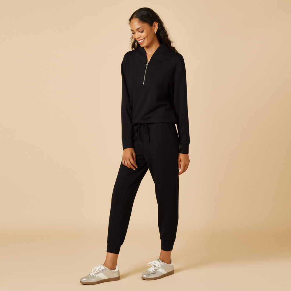 DreamTech 1/4 Zip Jogger Set Black