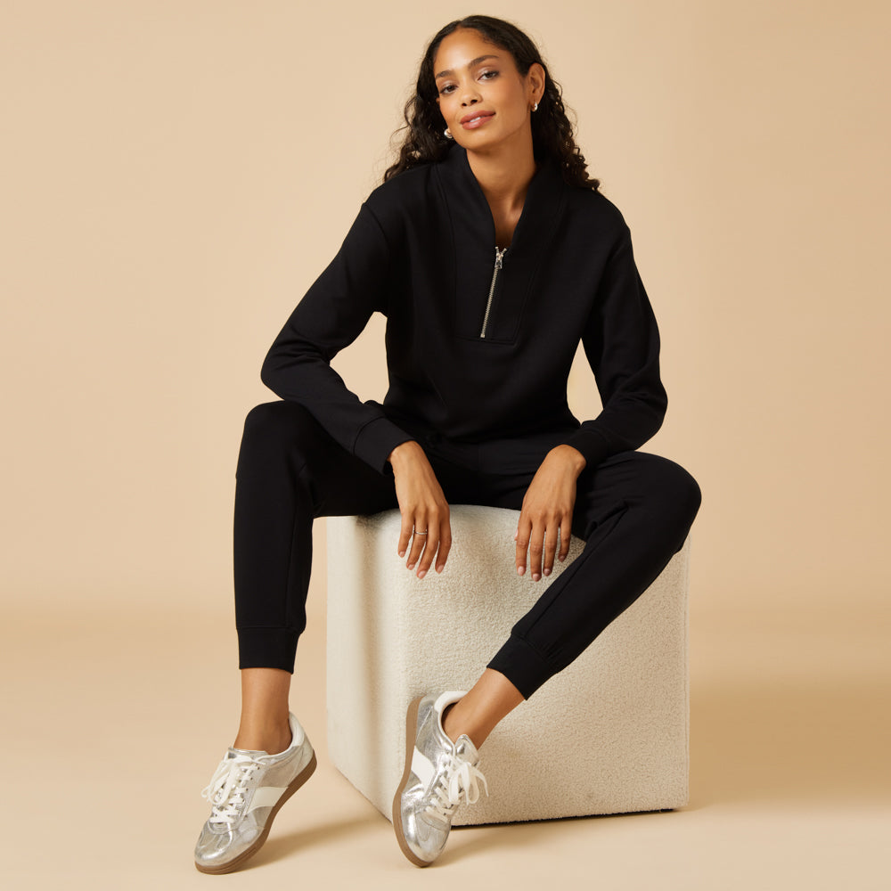 DreamTech 1/4 Zip Jogger Set Black