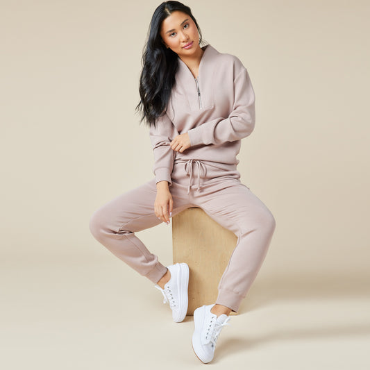 DreamTech ¼ Zip Jogger Set in Coco