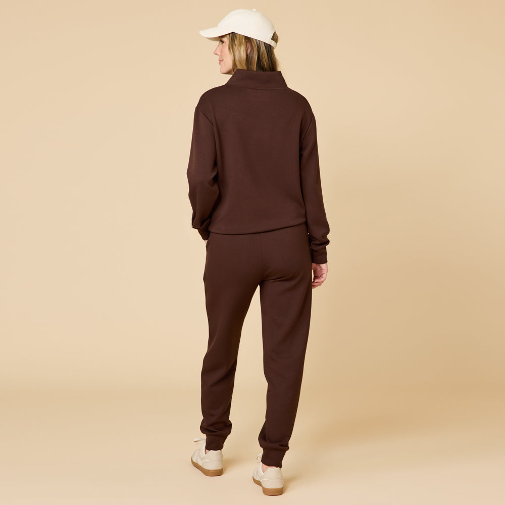DreamTech 1/4 Zip Jogger Set Espresso