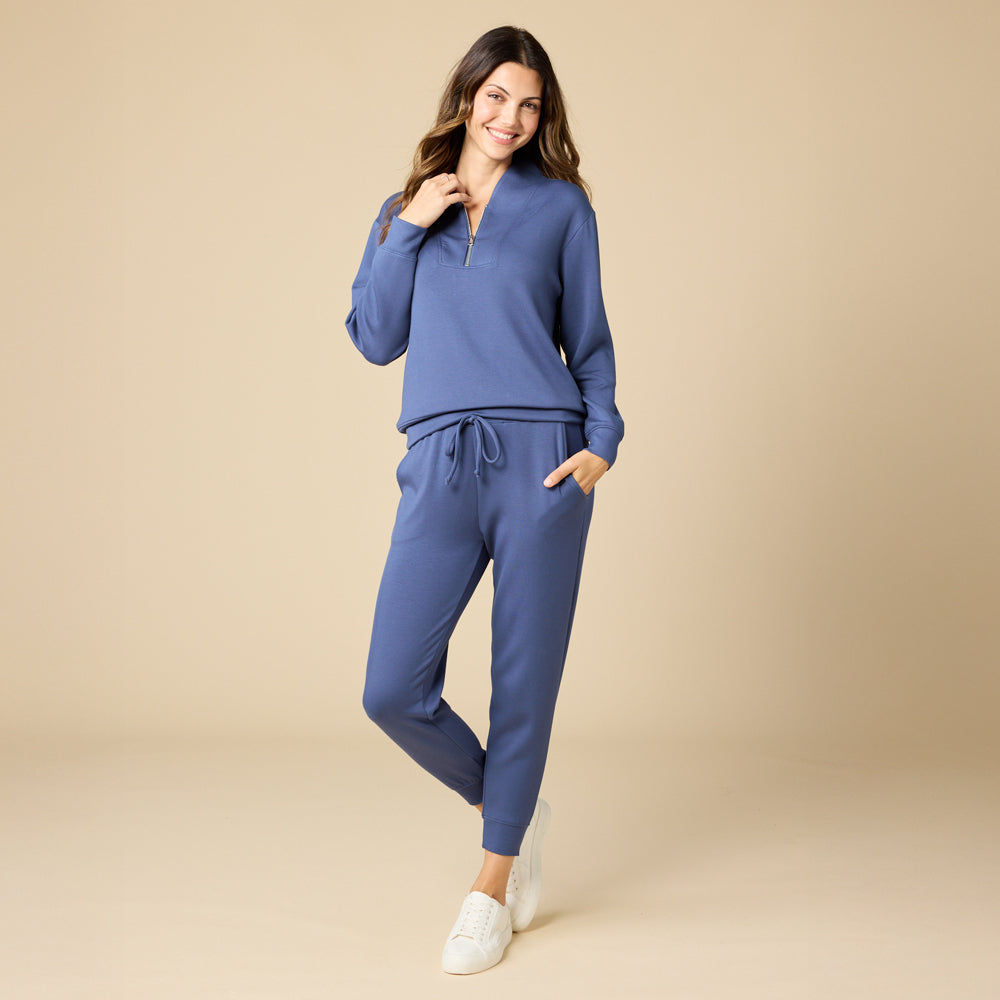 DreamTech 1/4 Zip Jogger Set Indigo