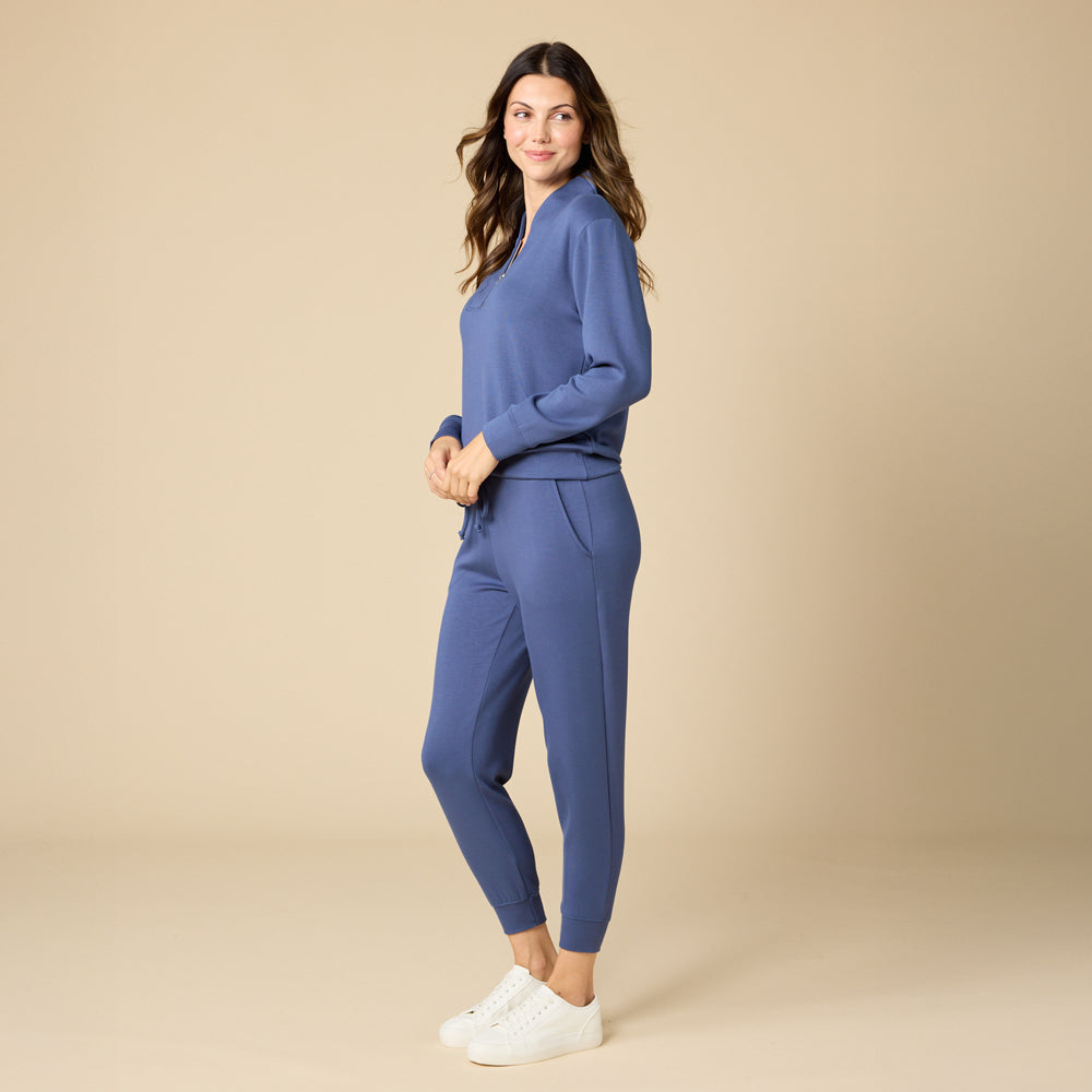 DreamTech 1/4 Zip Jogger Set Indigo