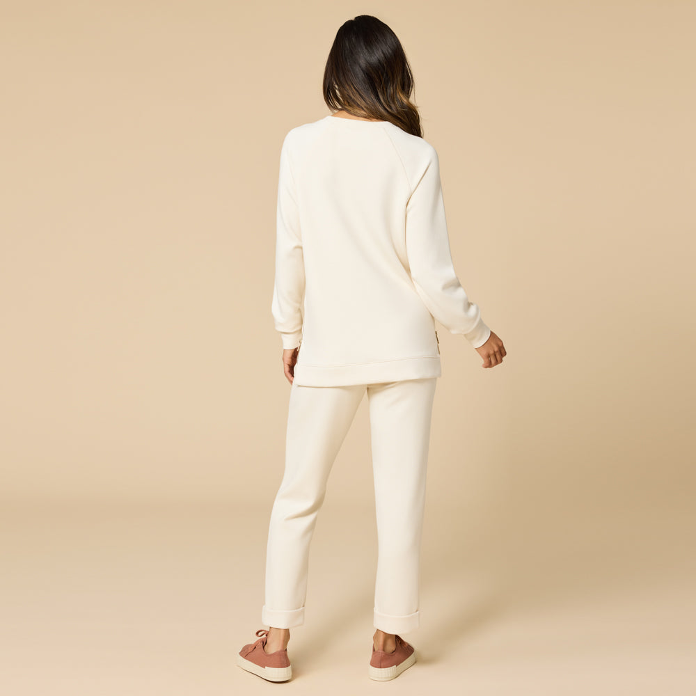DreamTech Crew Tunic with Side Zip & Ankle Cuff Pant Almond