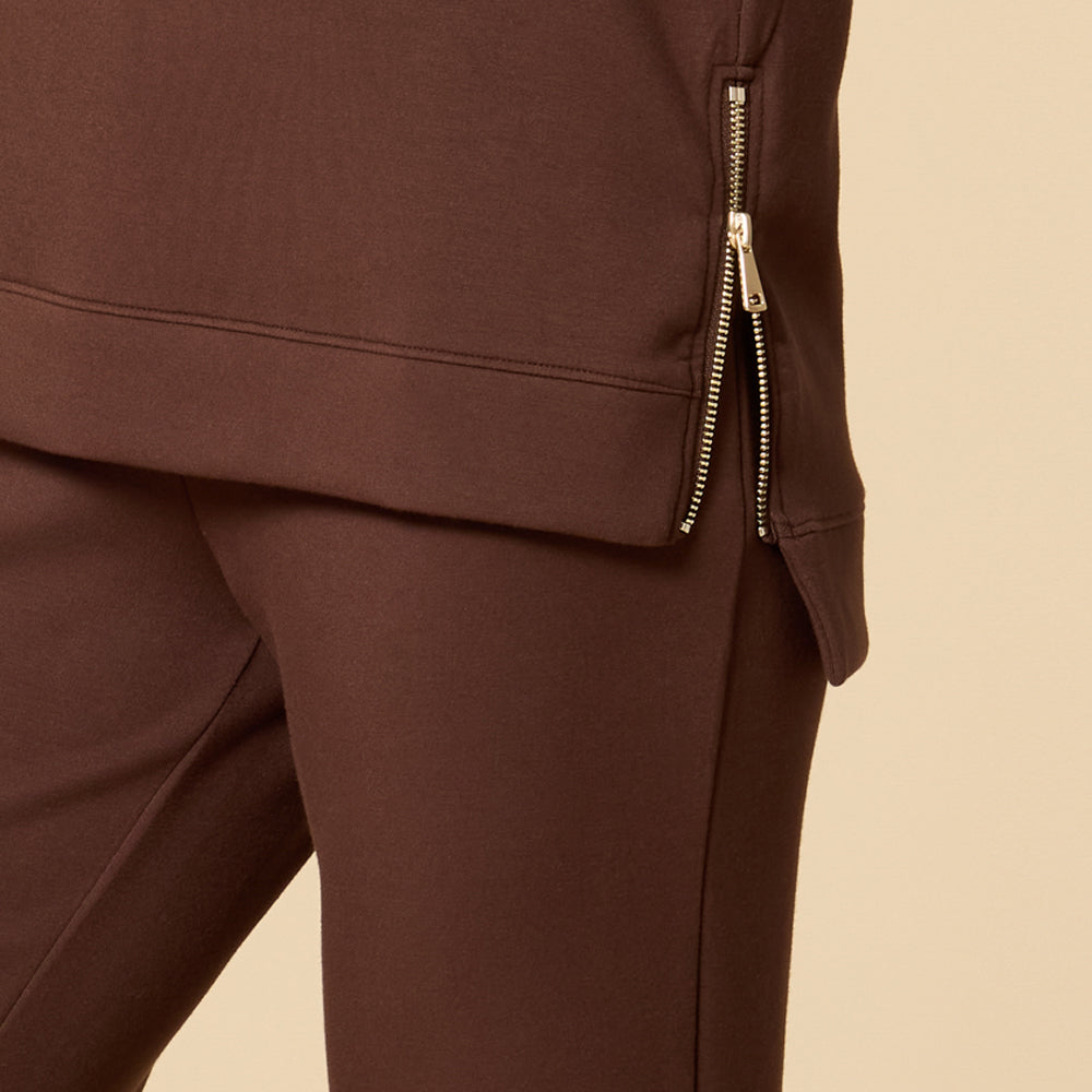 DreamTech Crew Tunic with Side Zip & Ankle Cuff Pant Espresso