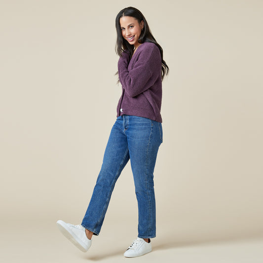 Marshmallow Crop Cardigan in Fig