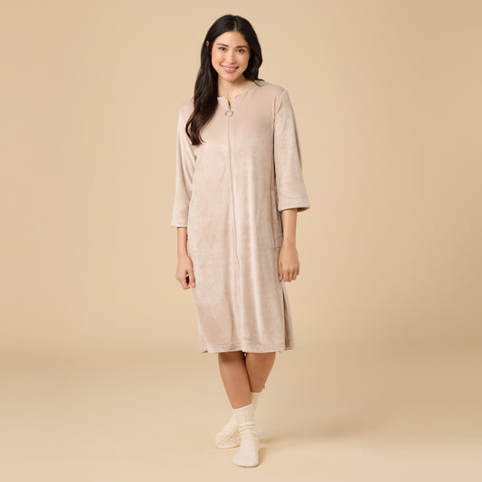 Serenity 42" 3/4 Sleeve Zip Robe in Coco