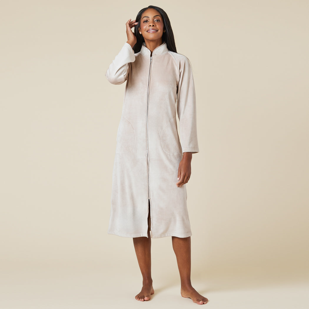 Serenity Shear Mink Mandarin Collar Zip Robe – Softies