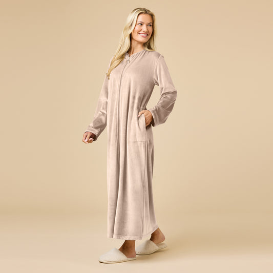 Serenity Shear Mink Zip Robe in Coco
