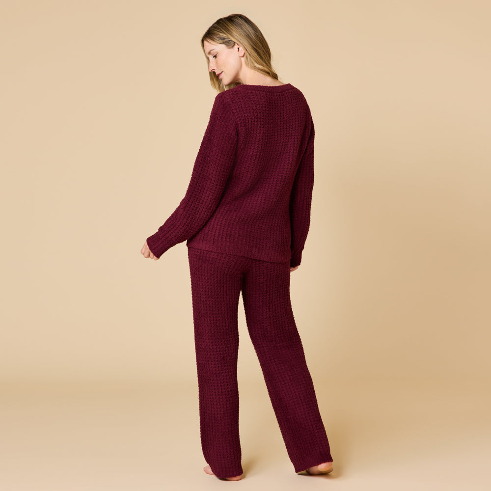 Waffle Marshmallow Boatneck Lounge Set Cherry Cola