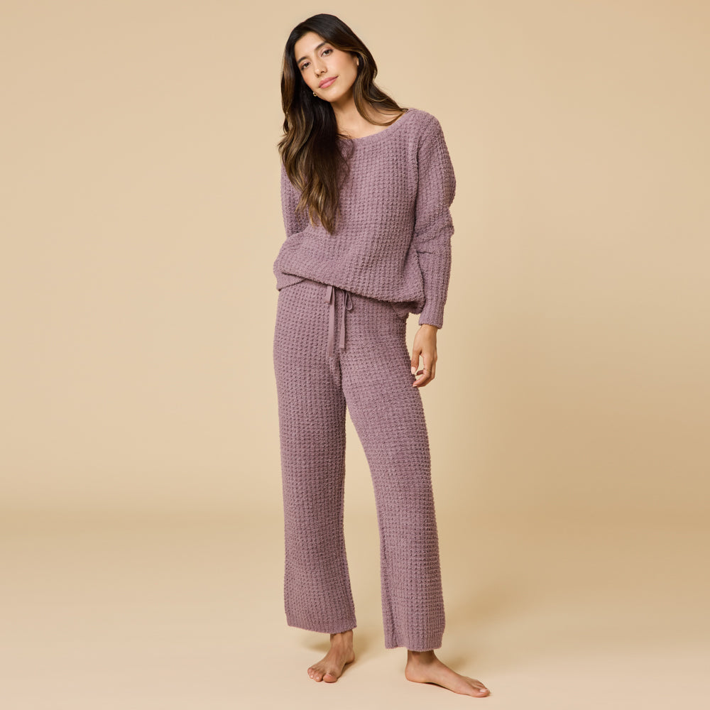 Waffle Marshmallow Boatneck Lounge Set Driftwood