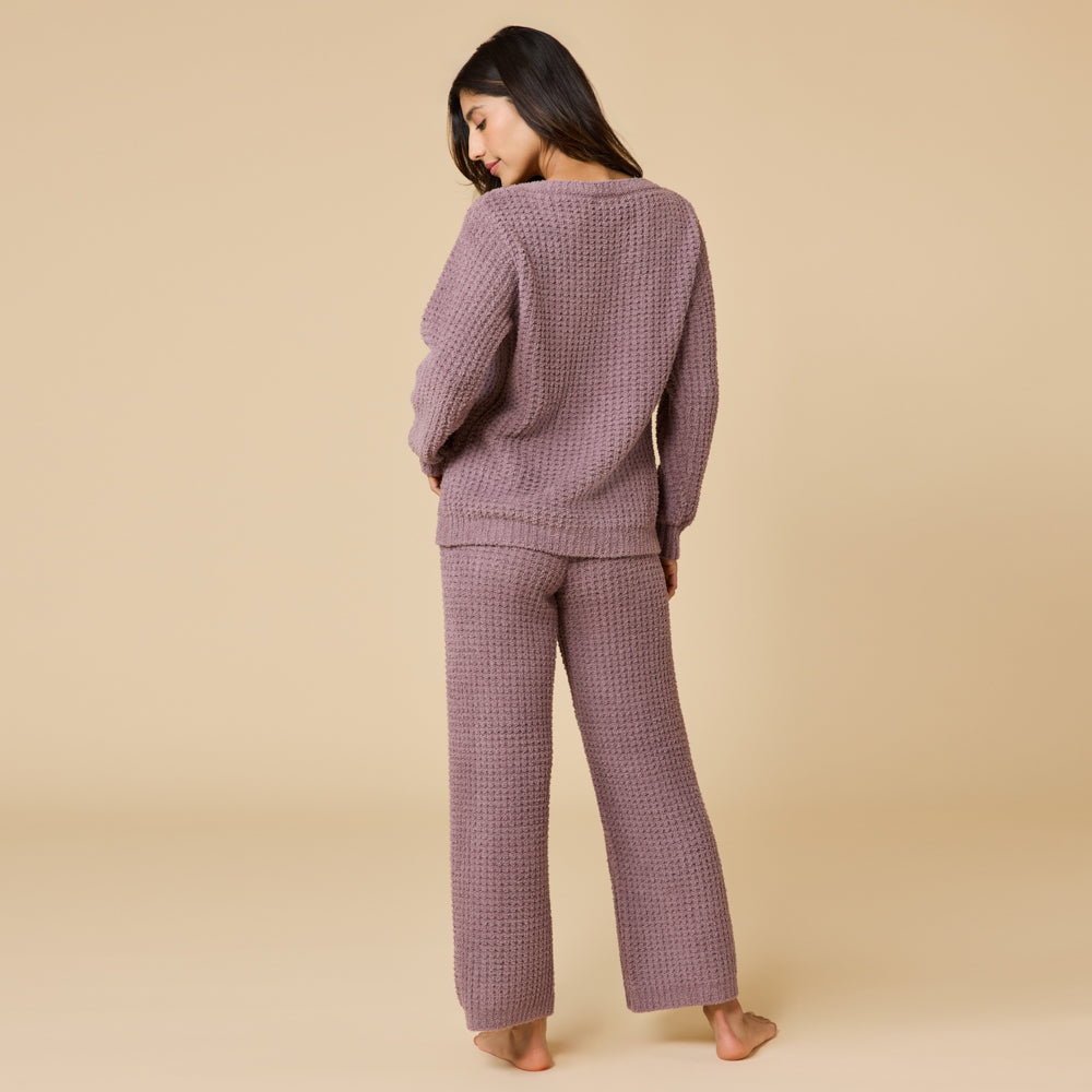 Waffle Marshmallow Boatneck Lounge Set Driftwood