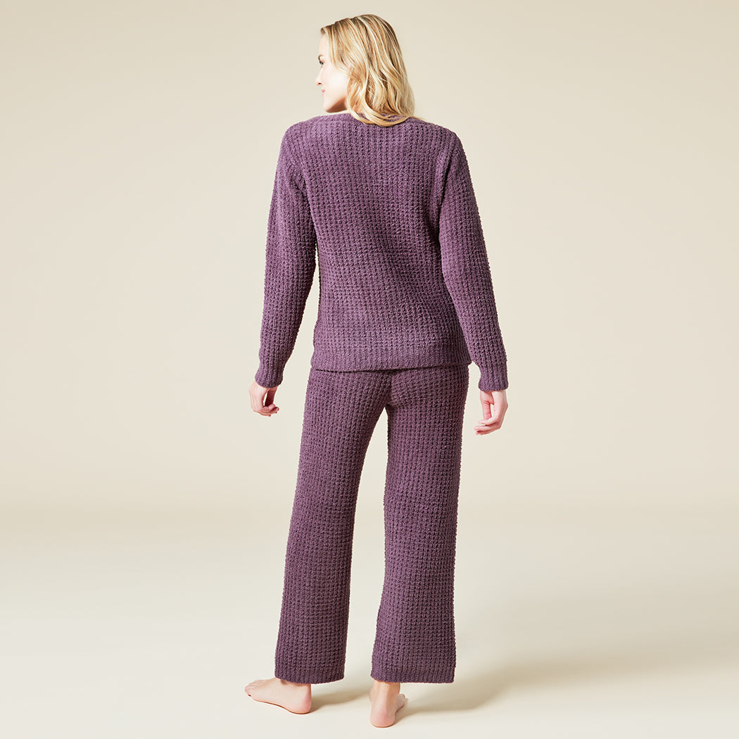 Waffle Marshmallow Boatneck Lounge Set Fig