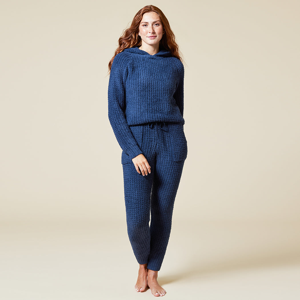 Marshmallow Waffle Hoodie Lounge Set Midnight