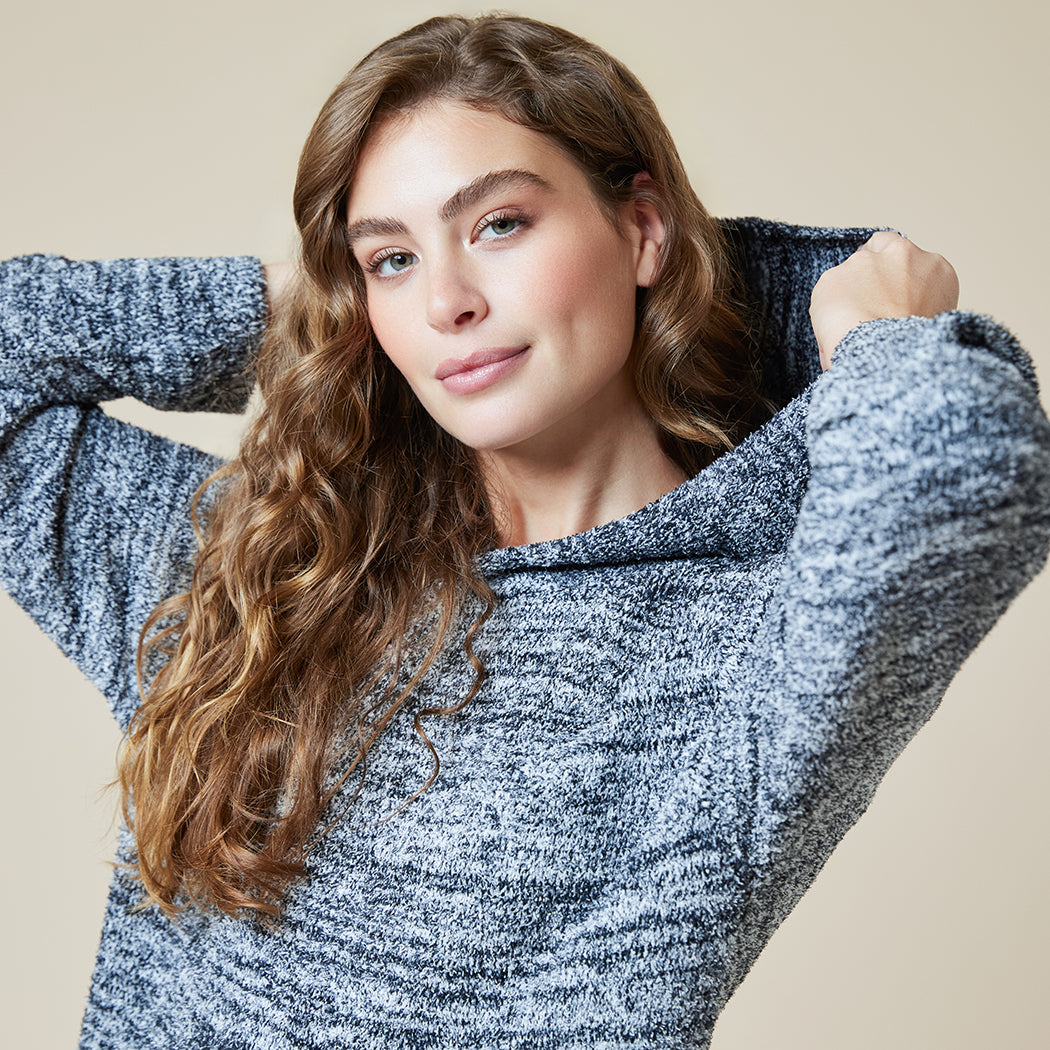 42" Marshmallow Hooded Lounger Heather Black