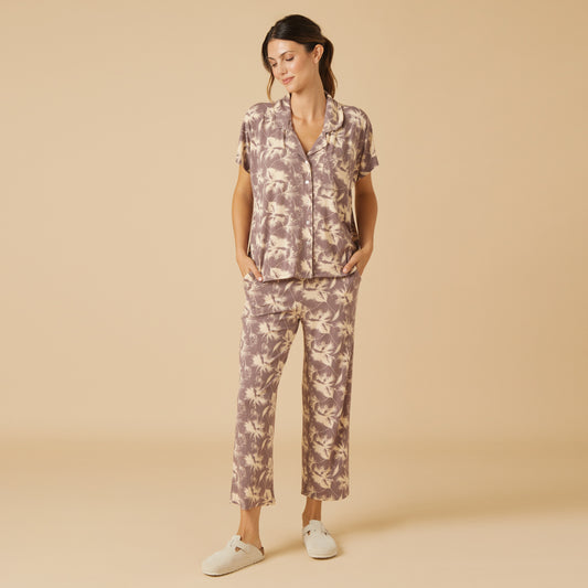 Caftan Top Cropped Pant Set in Driftwood Floral