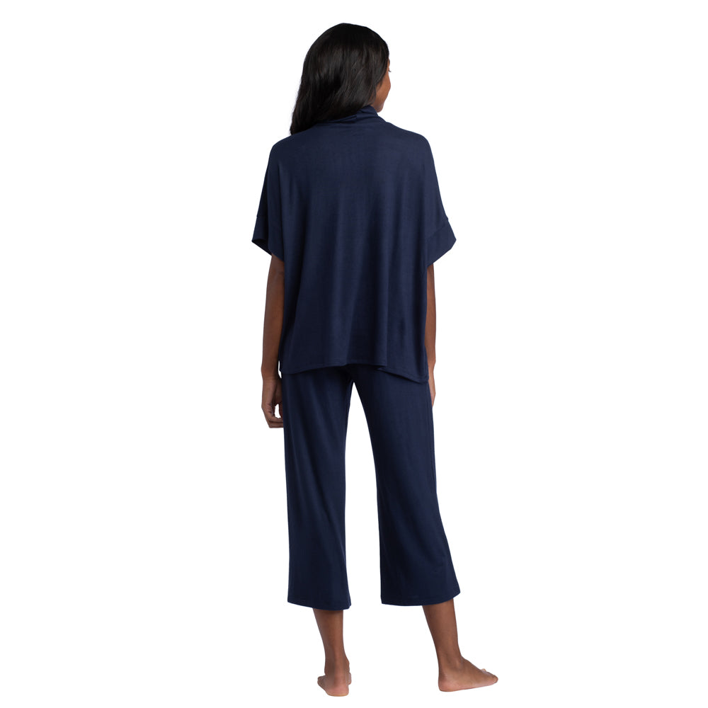 Dream Jersey Cowl Neck Lounge Set Navy