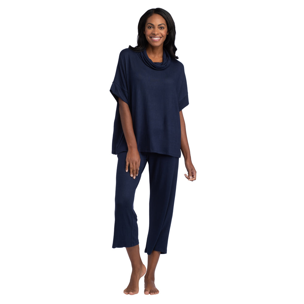 Dream Jersey Cowl Neck Lounge Set Navy