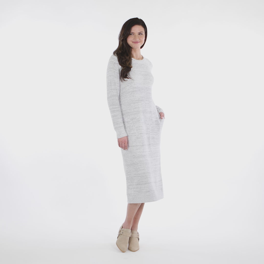 Marshmallow Crew Neck Lounger with Pockets Heather Grey