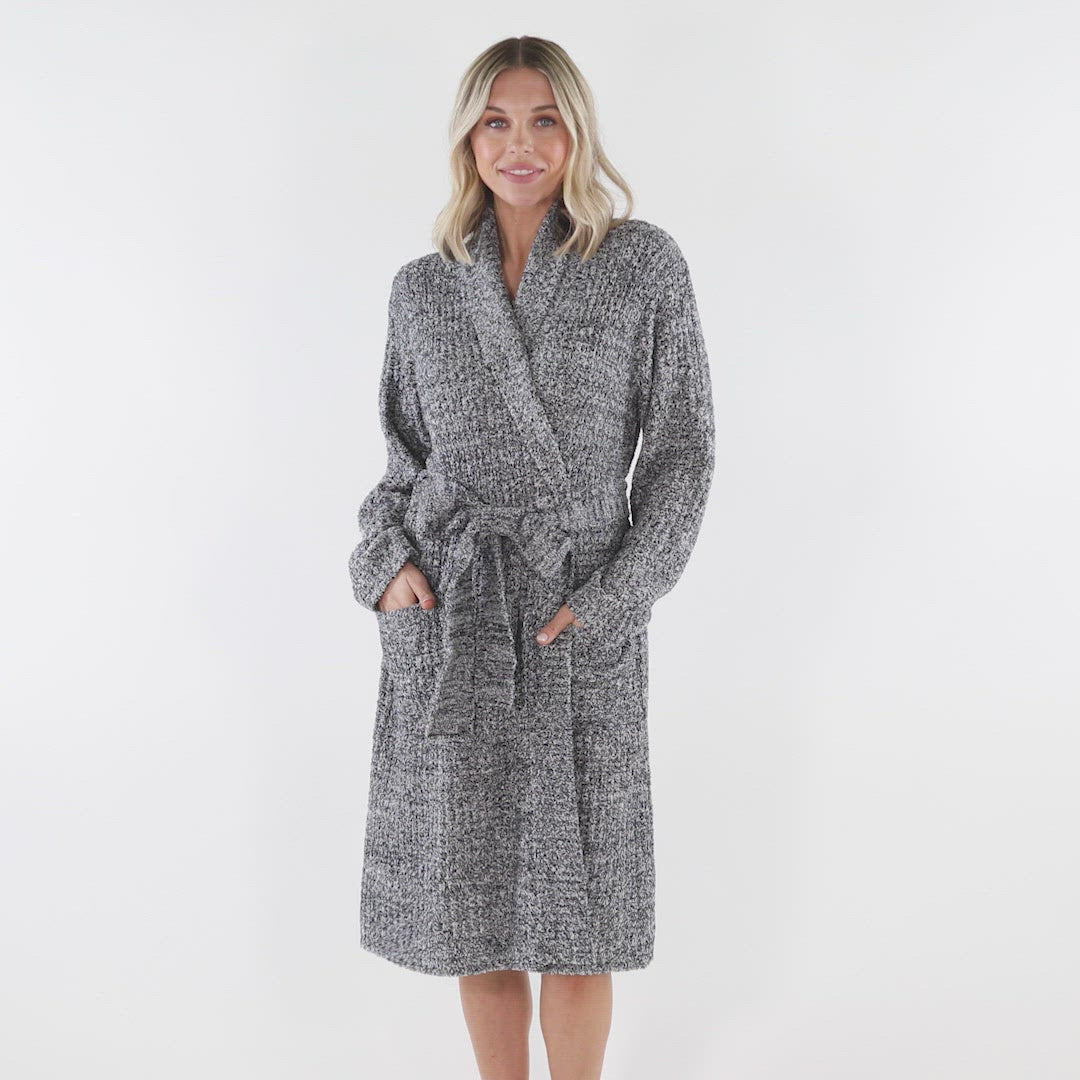 Marshmallow Wrap Robe Heather Black