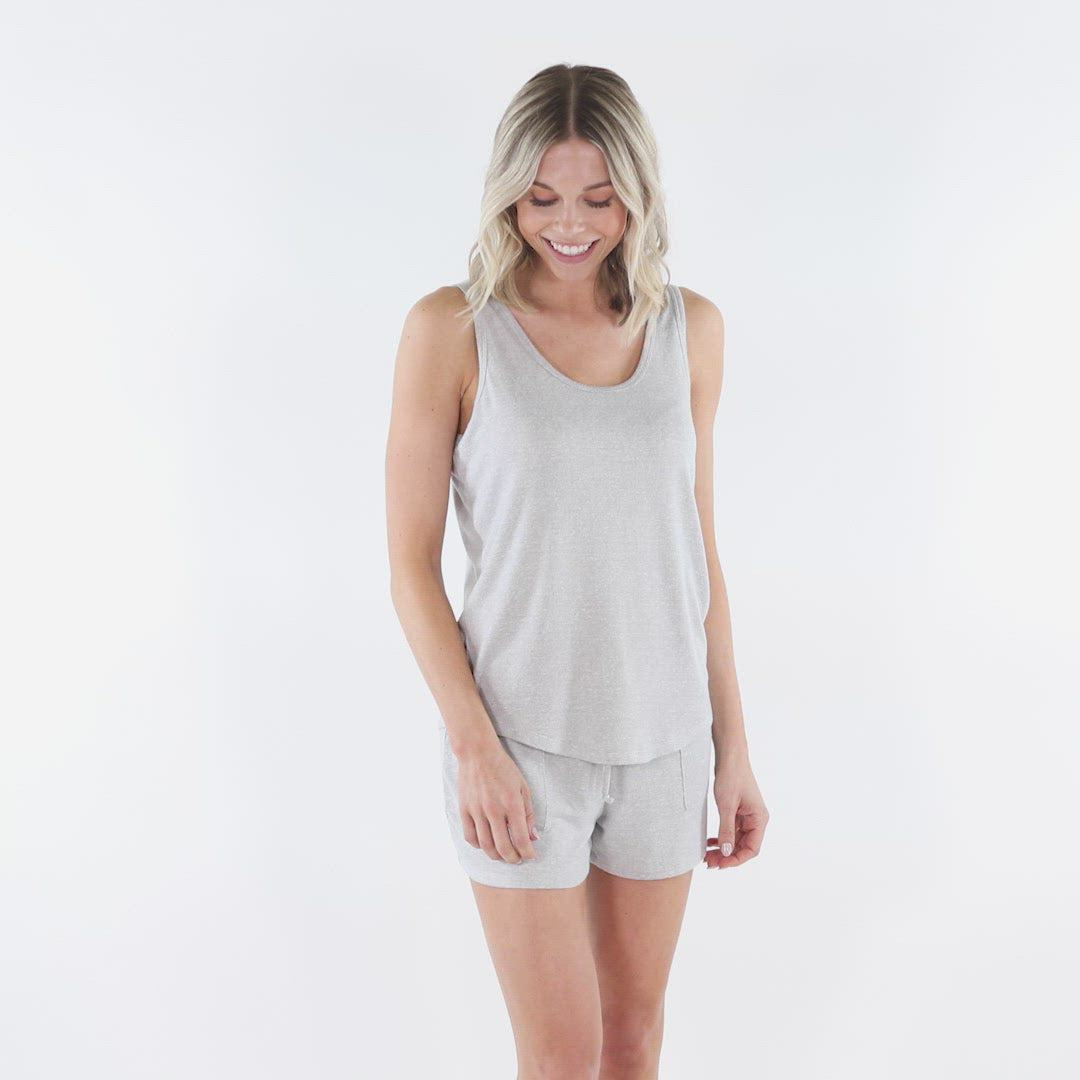 Dream Jersey Tank Top with Shorts Set Heather Grey