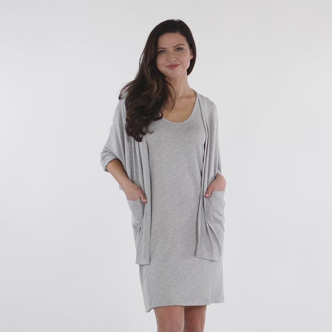 28" Dream Kimono Cardigan Heather Grey
