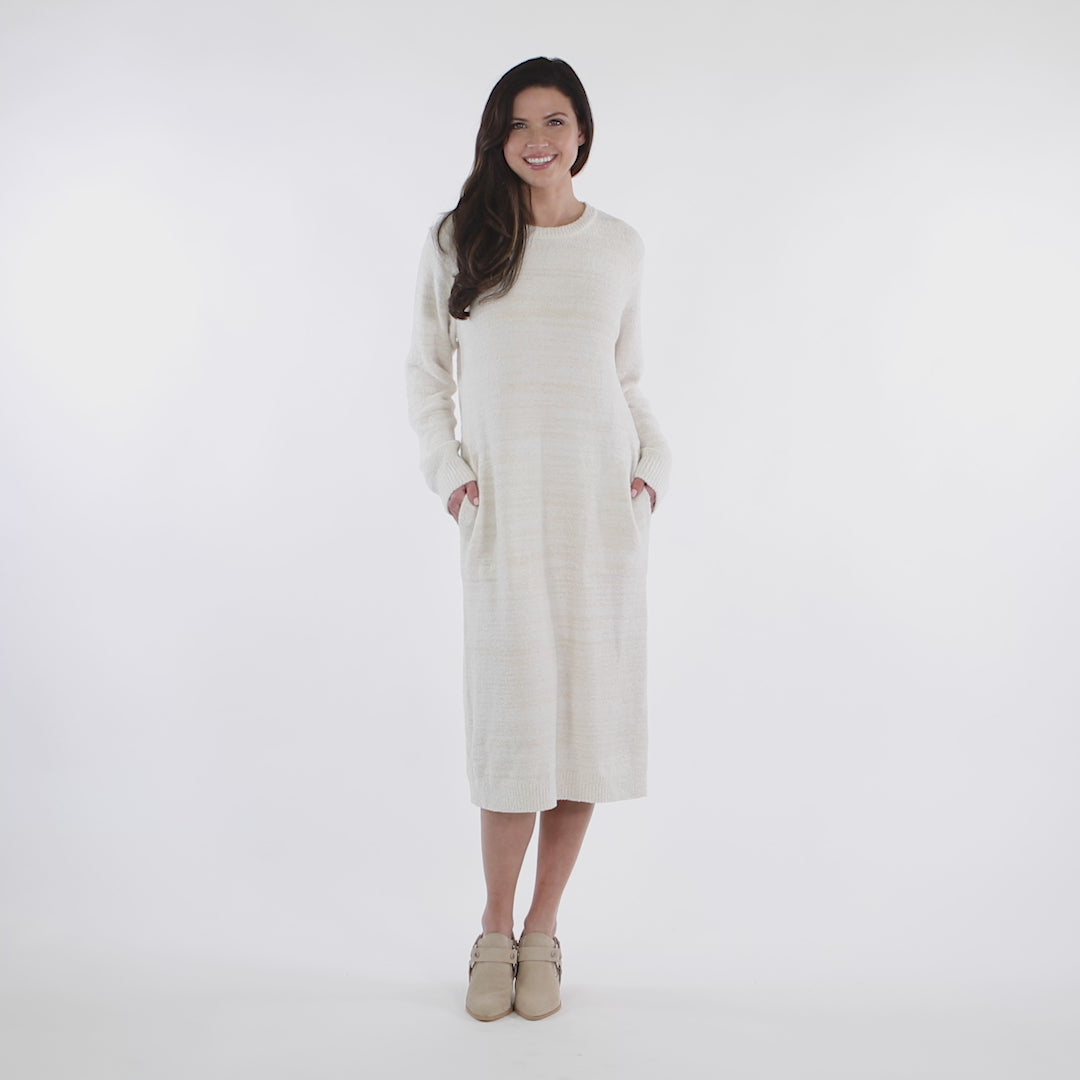 Marshmallow Crew Neck Lounger with Pockets Heather Stone