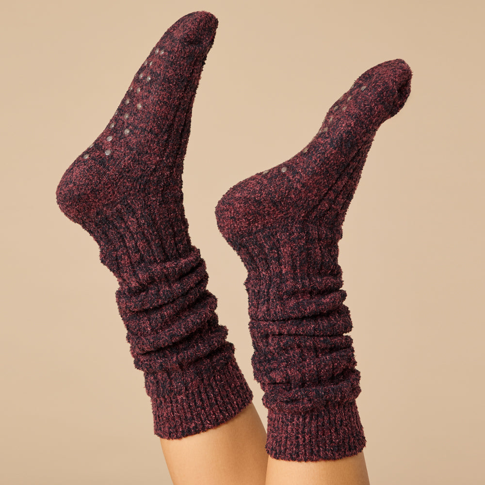 Marshmallow Slouch Socks Slouchy Marshmallow Socks in Dark Heather Cherry Cola