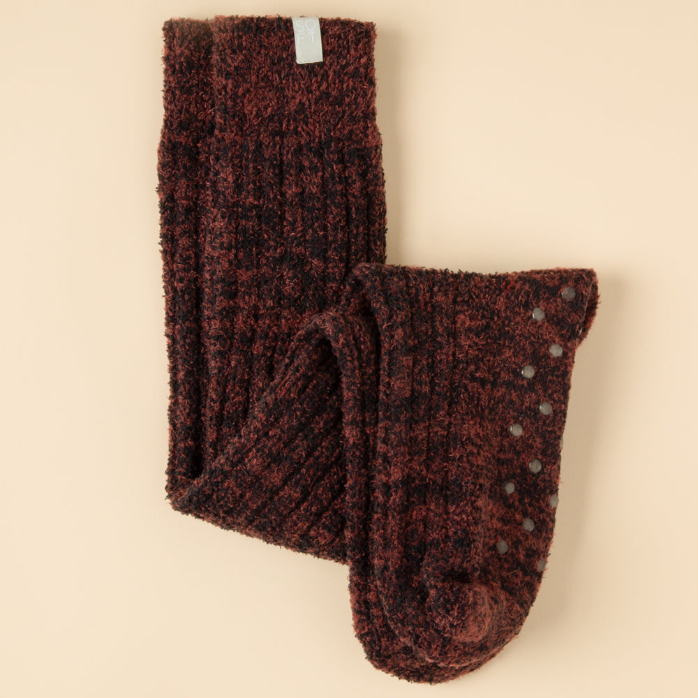 Marshmallow Slouch Socks Dark Heather Cherry Cola
