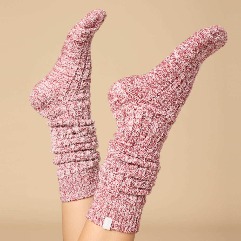 Marshmallow Slouch Socks Light Heather Cherry Cola