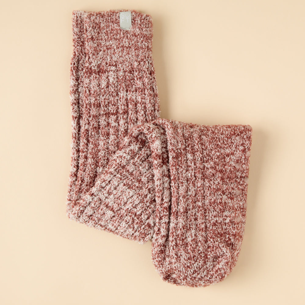 Marshmallow Slouch Socks Light Heather Cherry Cola
