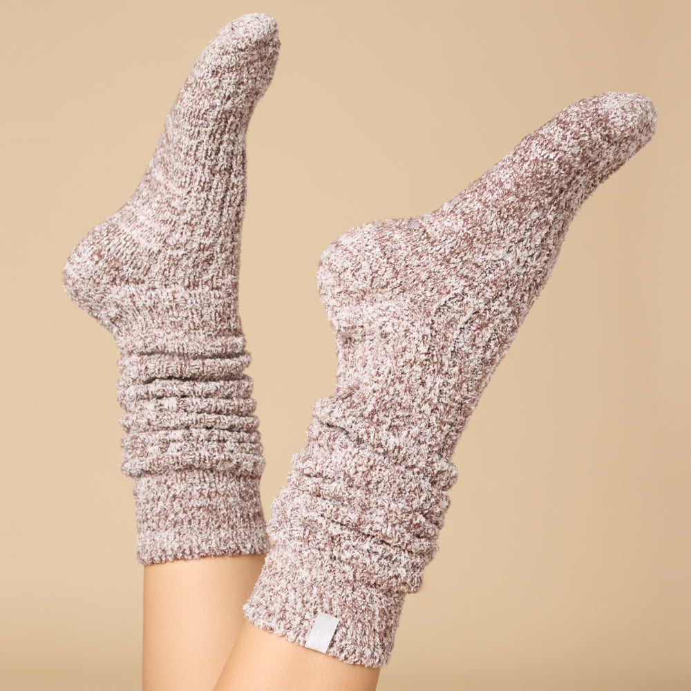Marshmallow Slouch Socks Light Heather Espresso