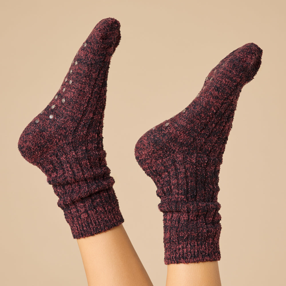 Marshmallow Crew Socks Dark Heather Cherry Cola