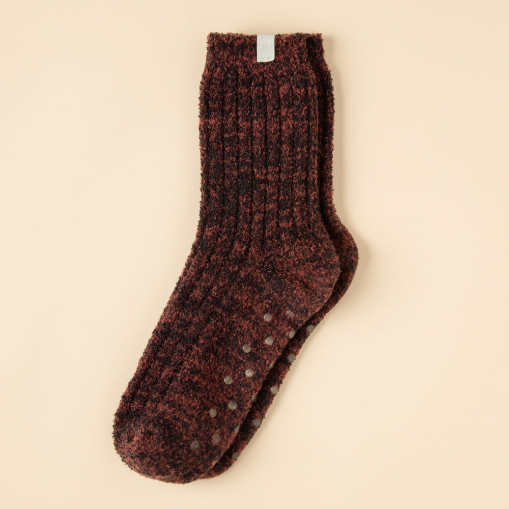 Marshmallow Crew Socks Dark Heather Cherry Cola