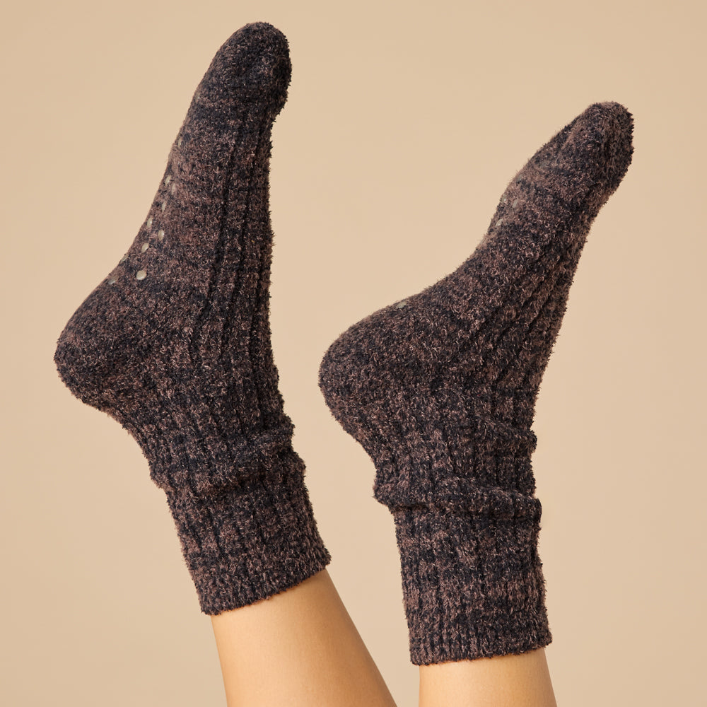 Marshmallow Crew Socks Dark Heather Espresso