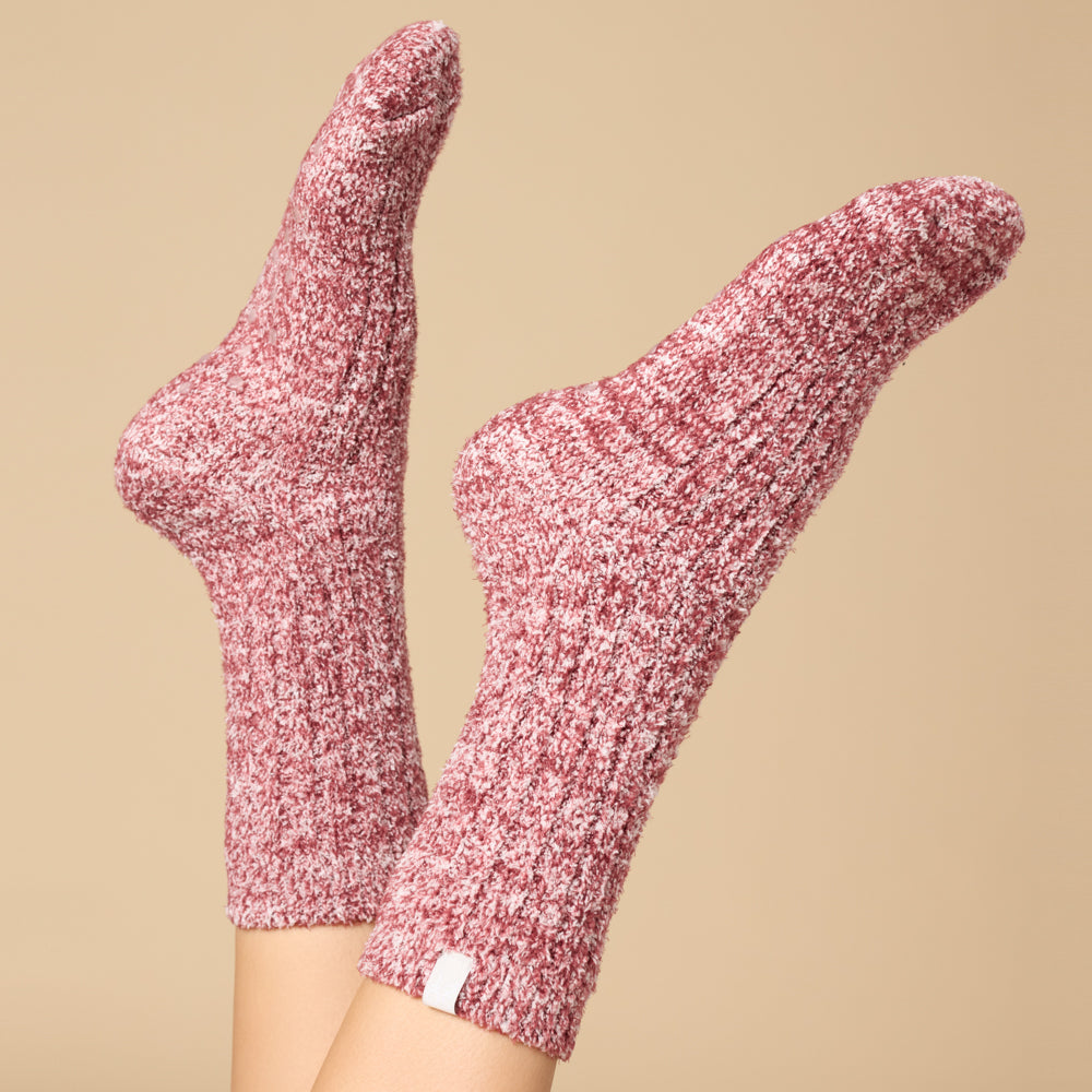Marshmallow Crew Socks Light Heather Cherry Cola