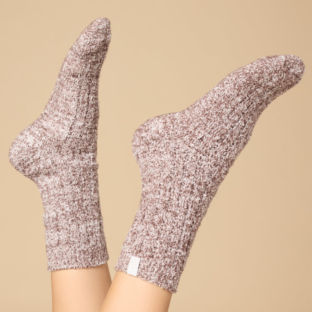 Marshmallow Crew Socks Light Heather Espresso