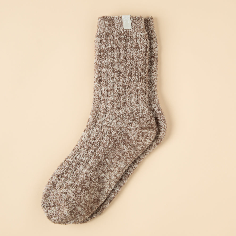 Marshmallow Crew Socks Light Heather Espresso