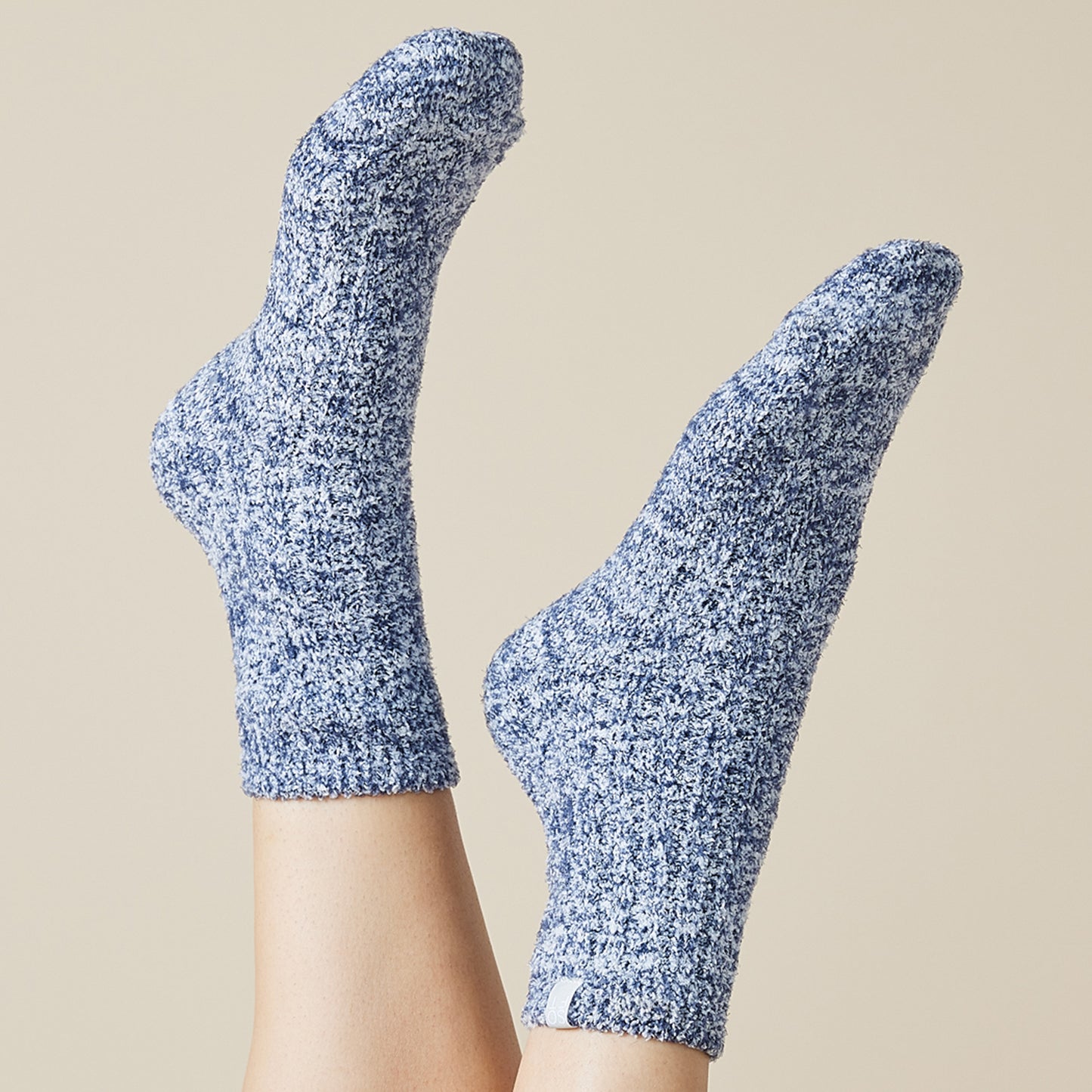 Marshmallow Crew Socks in Heather Midnight
