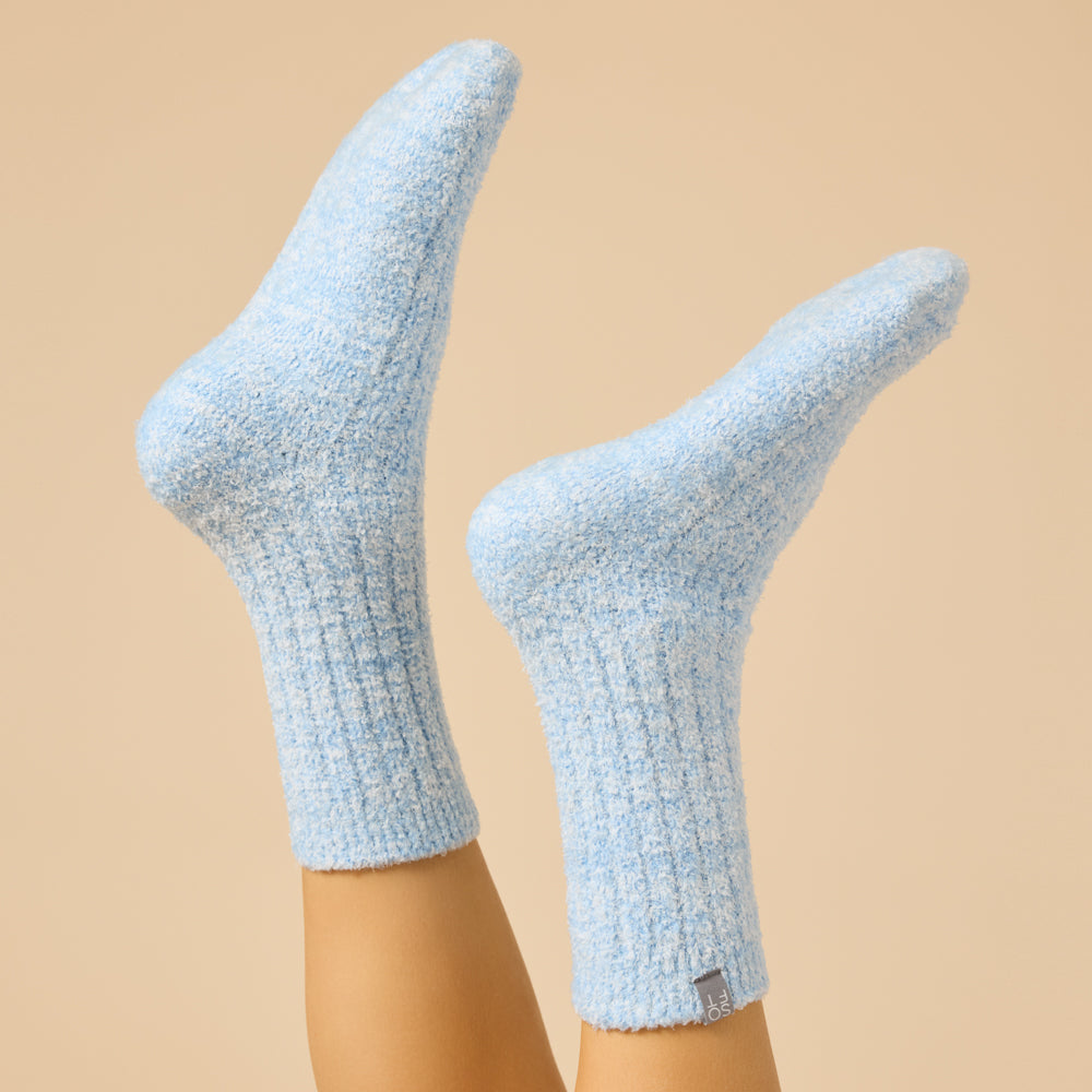 Marshmallow Crew Socks Heather Sky Blue