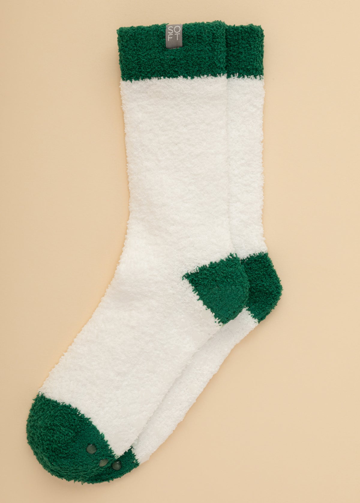Holiday Marshmallow Crew Socks Holiday Marshmallow Crew Socks in White / Green Heel