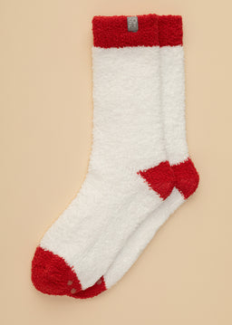 Holiday Marshmallow Crew Socks Holiday Marshmallow Crew Socks in White / Red Heel