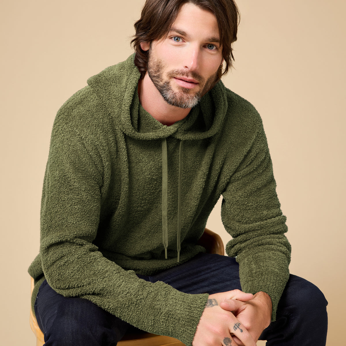 Take Ten Men's Solid Marshmallow Hoodie Take Ten Men's Solid Marshmallow Hoodie in Olive
