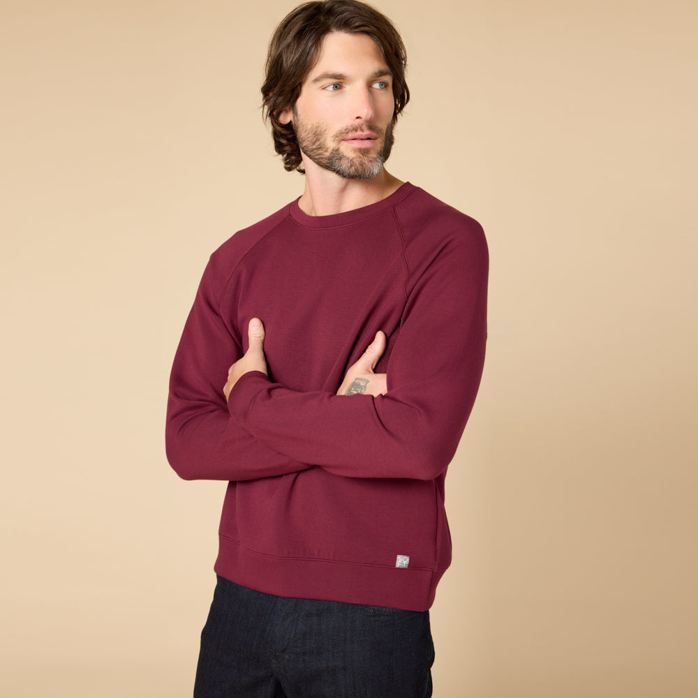 Take 10 Men's DreamTech Raglan Crew Neck Cherry Cola