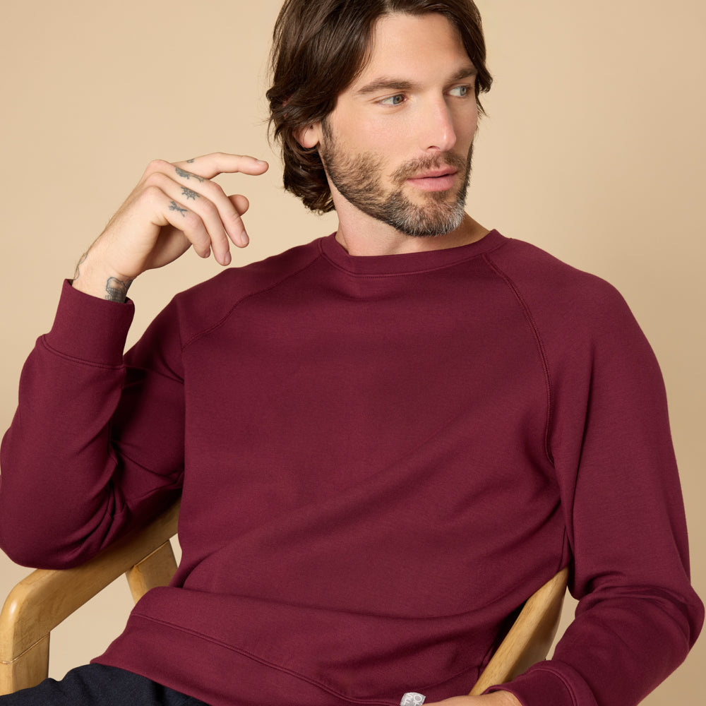 Take 10 Men's DreamTech Raglan Crew Neck Cherry Cola